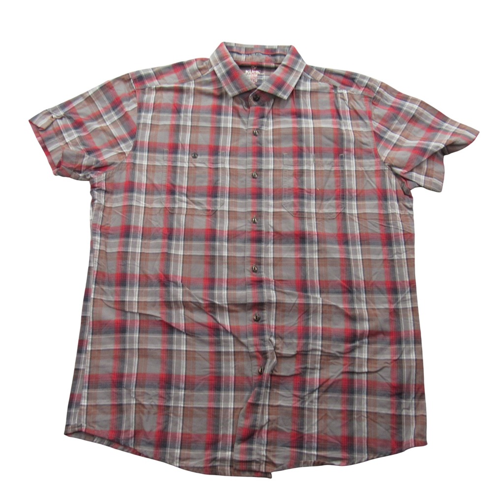 KUHL Men's Plaid Short Sleeve Button Up Shirt Tapered Fit Size‎ Large